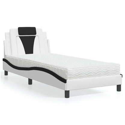 Letto Viana con Materasso Nero e Bianco 80x200 cm in Similpelle