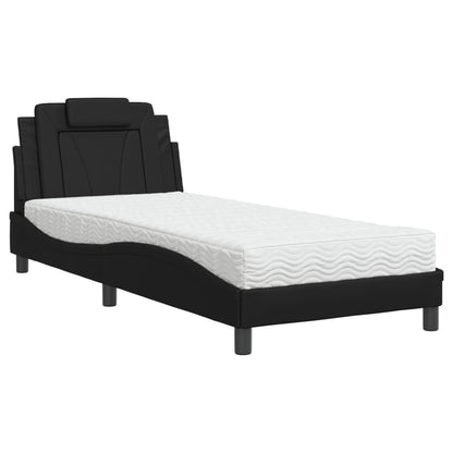 Letto Viana con Materasso Nero 90x190 cm in Similpelle