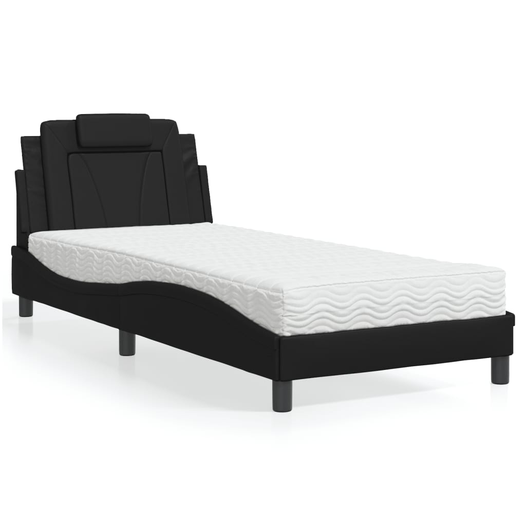 Letto Viana con Materasso Nero 90x190 cm in Similpelle