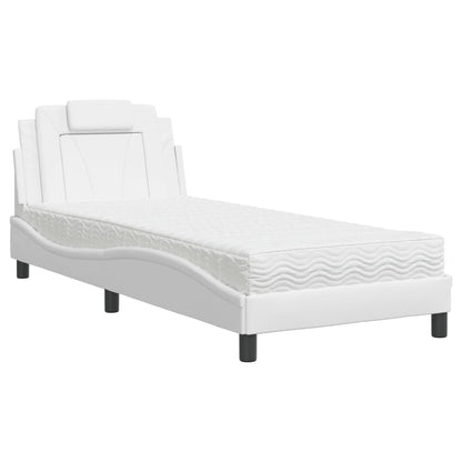 Letto con Materasso Bianco 90x190 cm in Similpelle