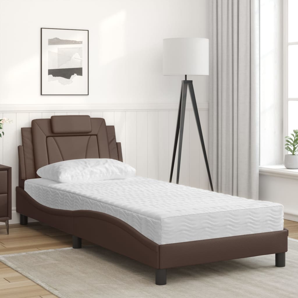 Letto Viana con Materasso Marrone 90x190 cm in Similpelle