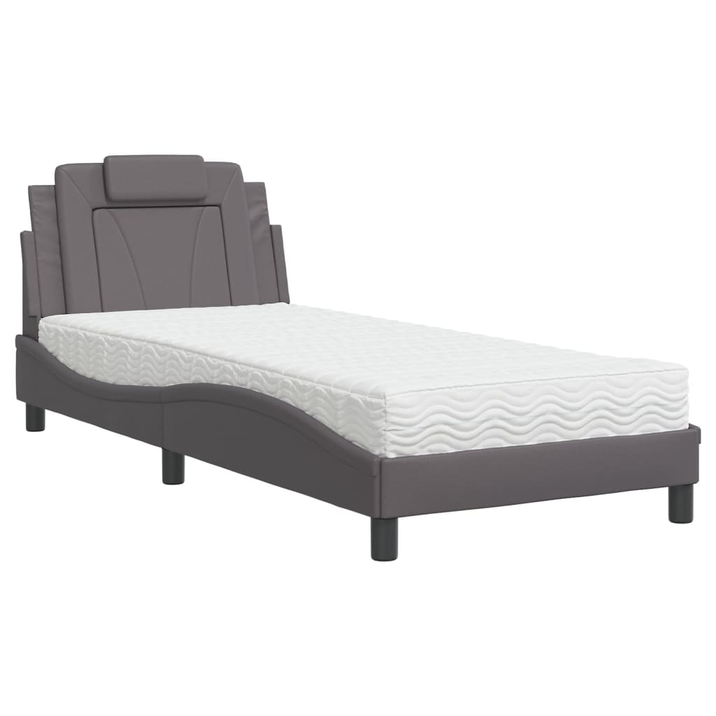 Letto con Materasso Grigio 90x190 cm in Similpelle