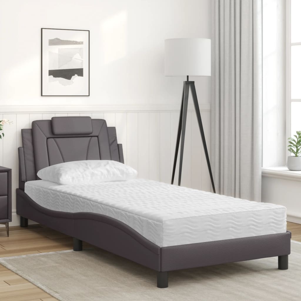 Letto con Materasso Grigio 90x190 cm in Similpelle