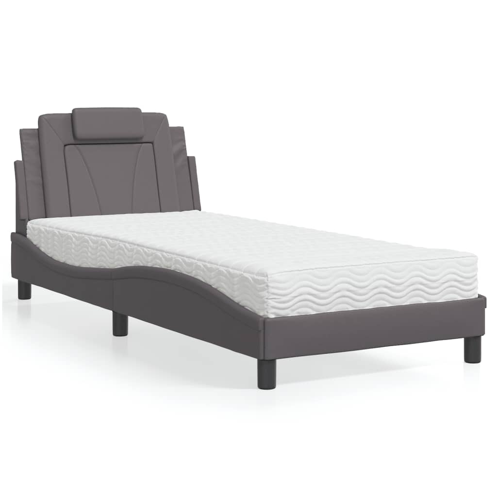 Letto con Materasso Grigio 90x190 cm in Similpelle
