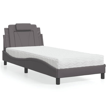Letto con Materasso Grigio 90x190 cm in Similpelle