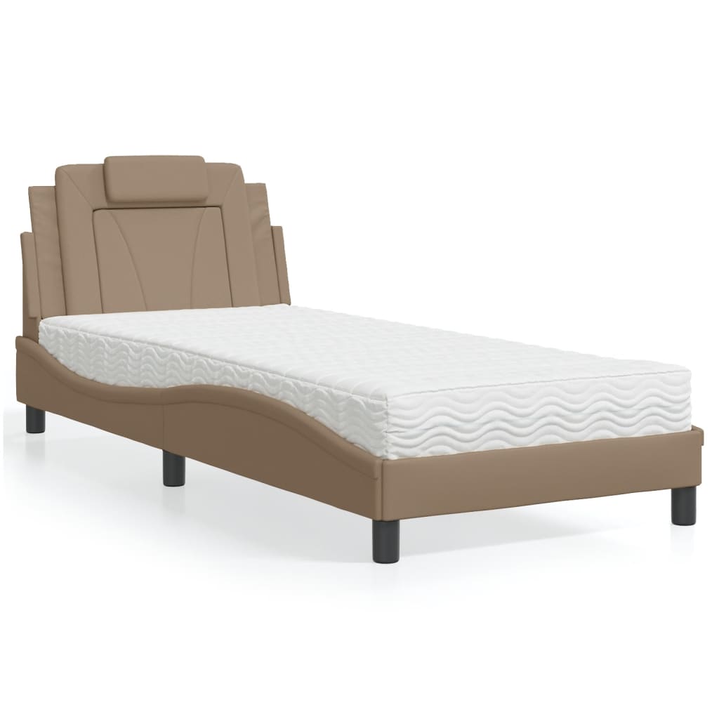 Letto Viana con Materasso Cappuccino 90x190 cm Similpelle