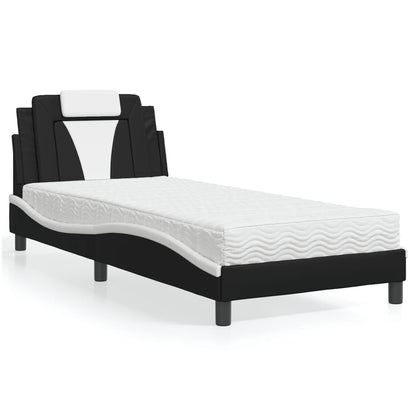 Letto Viana con Materasso Nero e Bianco 90x190 cm in Similpelle