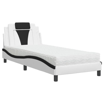 Letto Viana con Materasso Bianco e Nero 90x190 cm in Similpelle