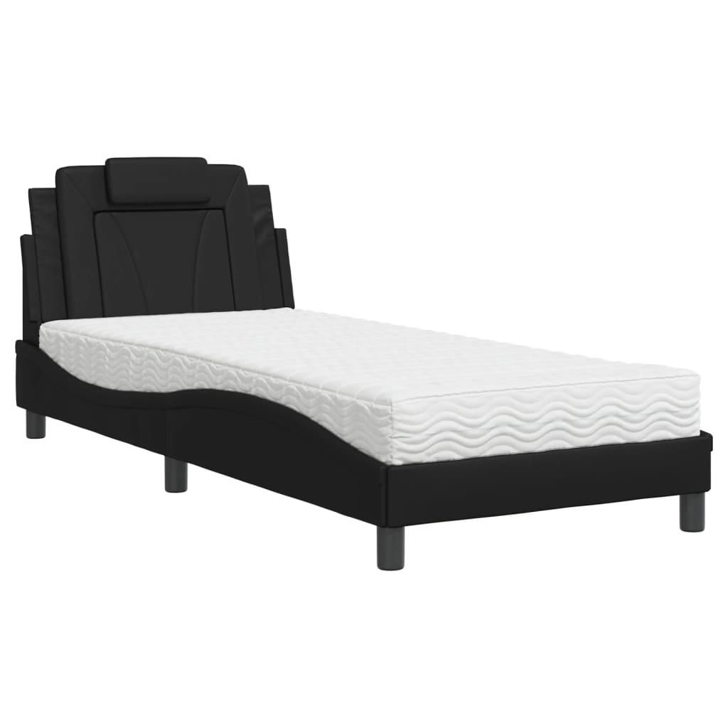 Letto Viana con Materasso Nero 90x200 cm in Similpelle