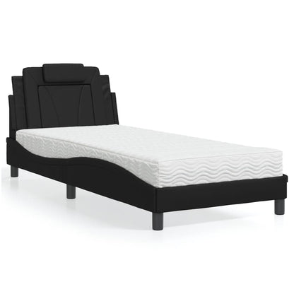Letto Viana con Materasso Nero 90x200 cm in Similpelle