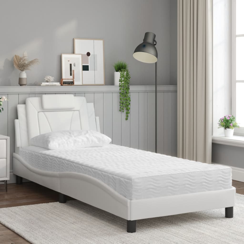 Letto Viana con Materasso Bianco 90x200 cm in Similpelle