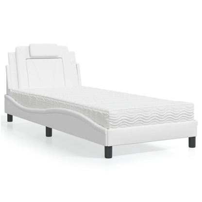 Letto Viana con Materasso Bianco 90x200 cm in Similpelle