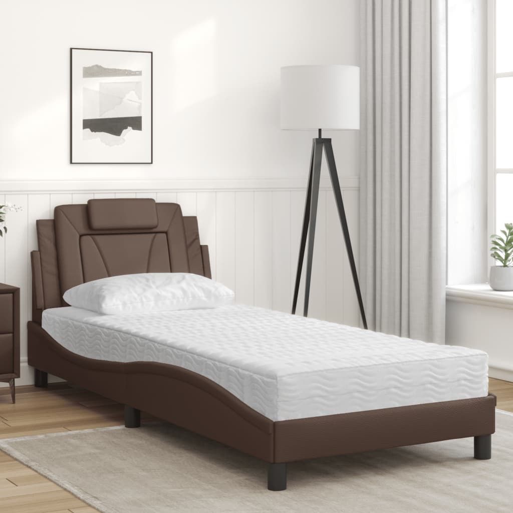 Letto Viana con Materasso Marrone 90x200 cm in Similpelle