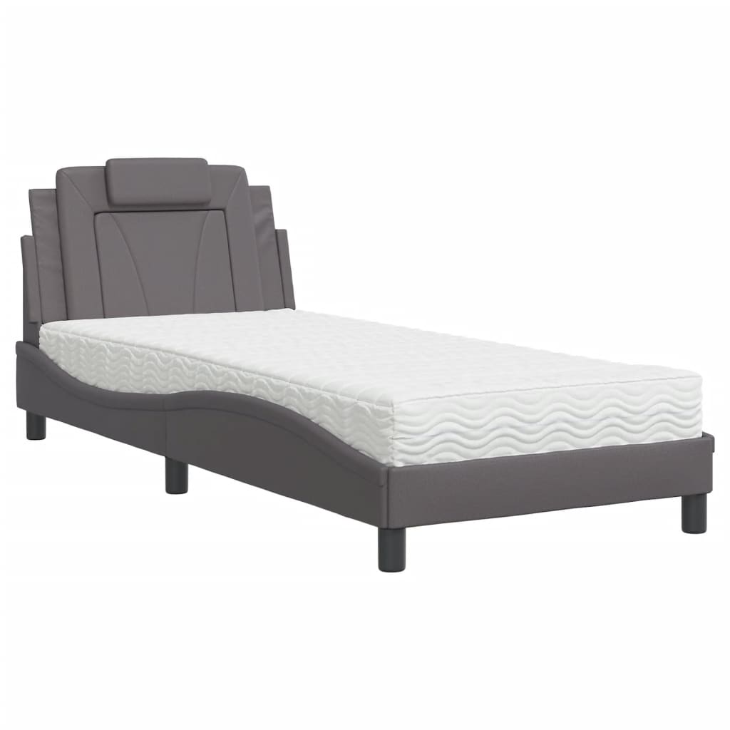 Letto con Materasso Grgio 90x200 cm in Similpelle