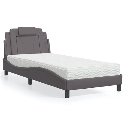 Letto con Materasso Grgio 90x200 cm in Similpelle
