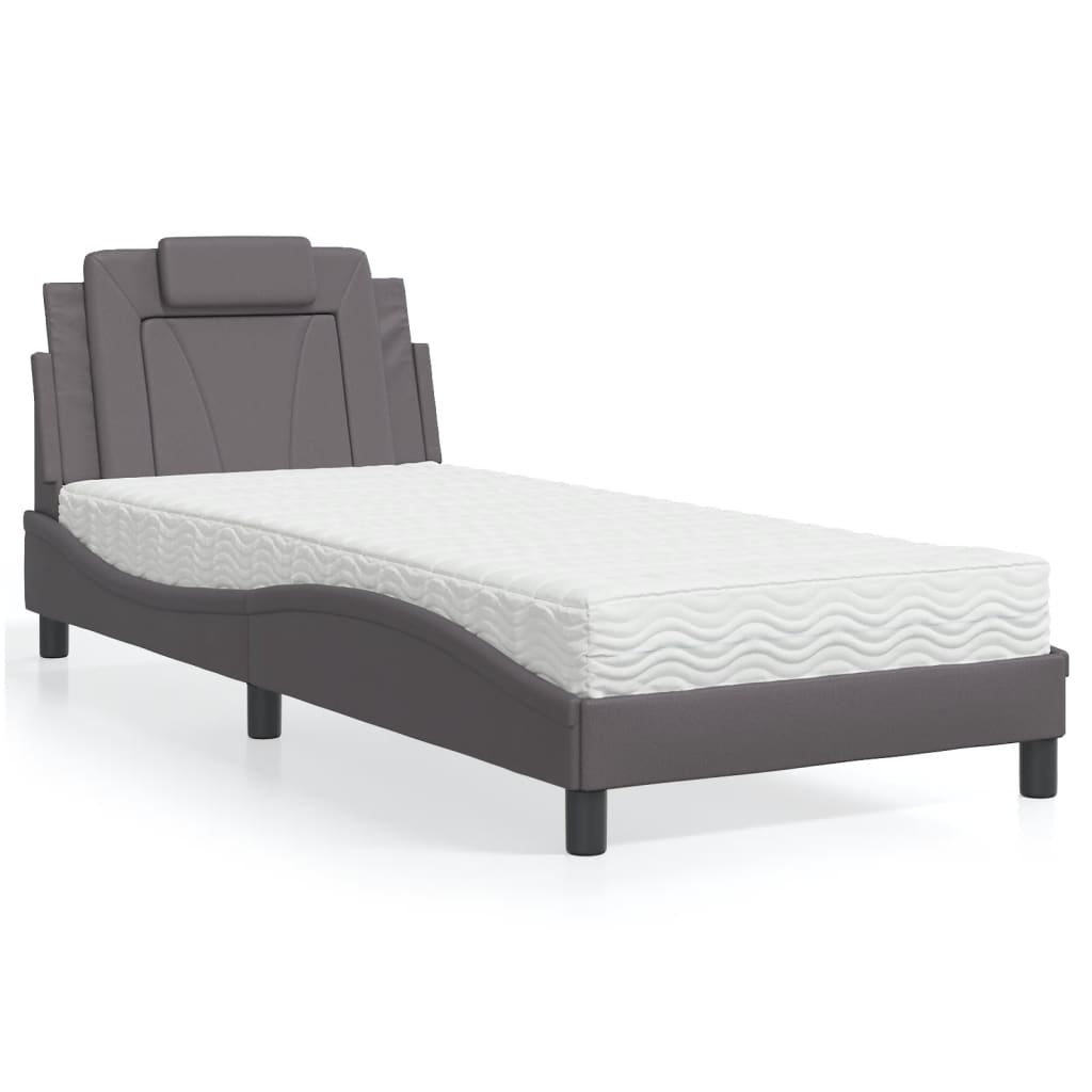 Letto Viana con Materasso Grgio 90x200 cm in Similpelle