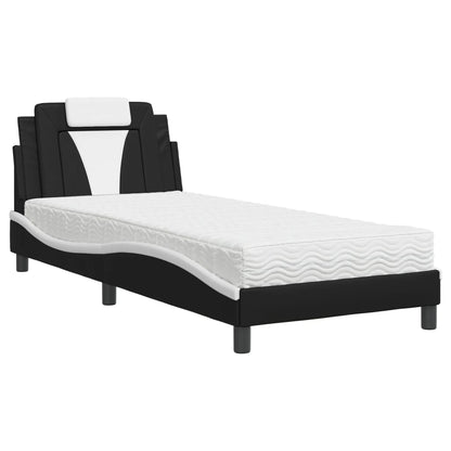 Letto Viana con Materasso Nero e Bianco 90x200 cm in Similpelle