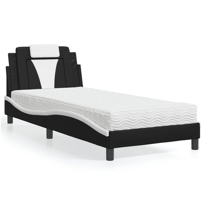 Letto Viana con Materasso Nero e Bianco 90x200 cm in Similpelle