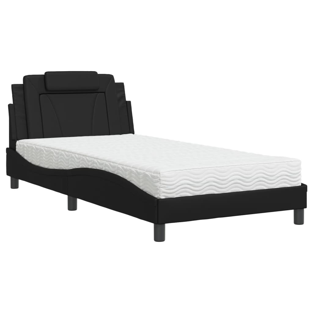 Letto Viana con Materasso Nero 100x200 cm in Similpelle