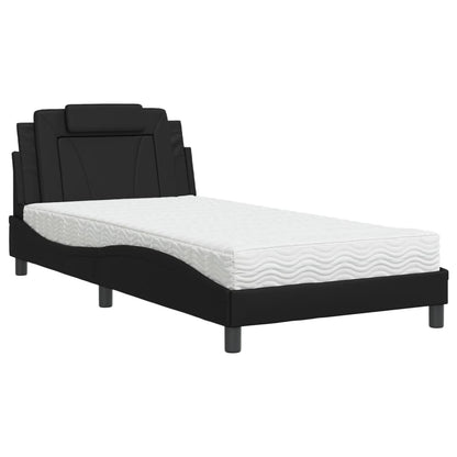 Letto Viana con Materasso Nero 100x200 cm in Similpelle