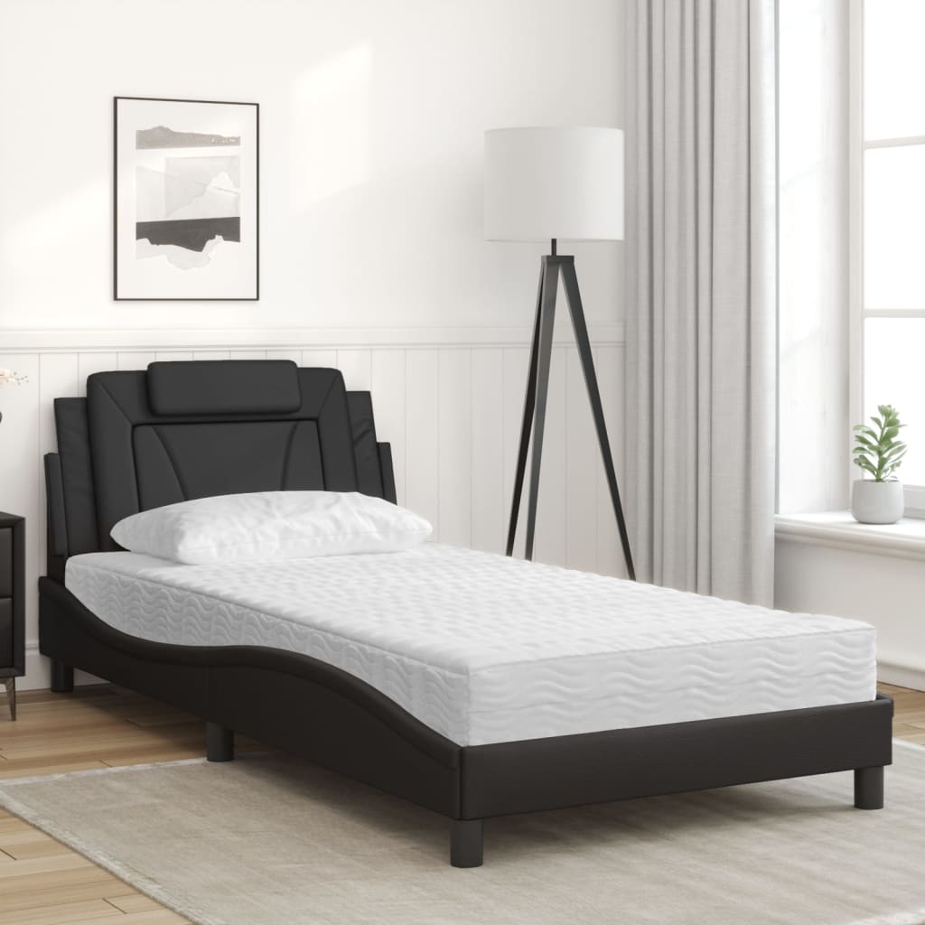 Letto Viana con Materasso Nero 100x200 cm in Similpelle