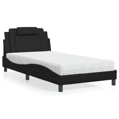 Letto Viana con Materasso Nero 100x200 cm in Similpelle
