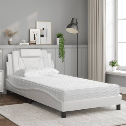 Letto con Materasso Bianco 100x200 cm in Similpelle