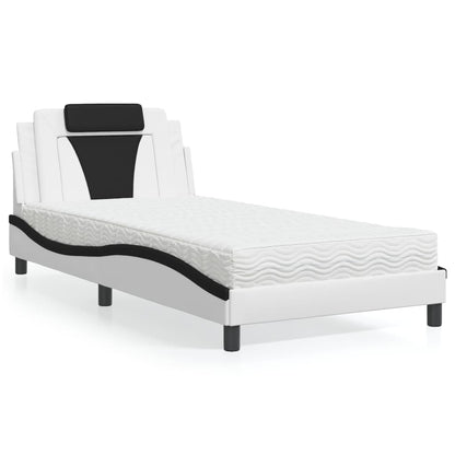 Letto Viana con Materasso Bianco e Nero 100x200 cm in Similpelle