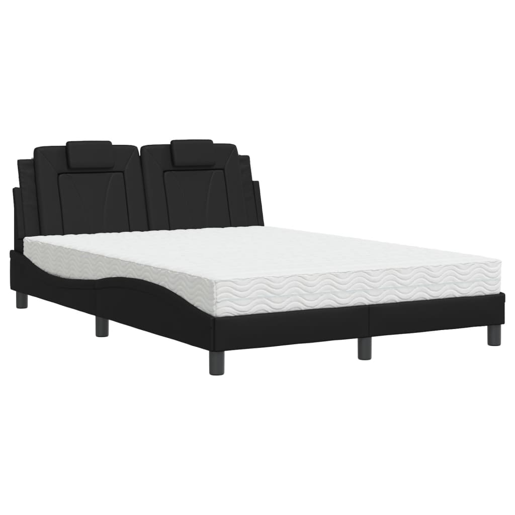 Letto con Materasso Nero 140x190 cm in Similpelle