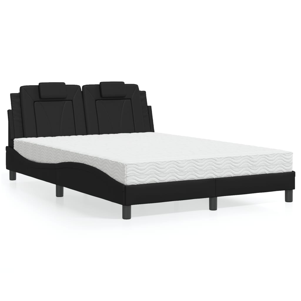 Letto Viana con Materasso Nero 140x190 cm in Similpelle