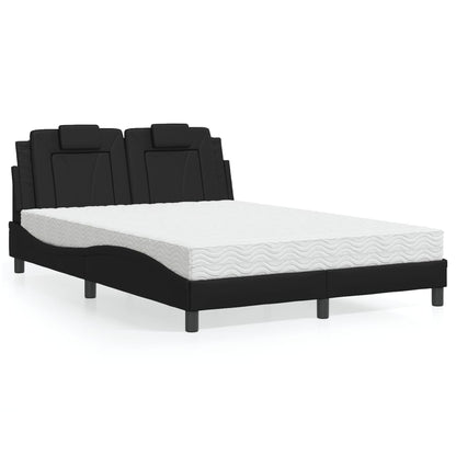 Letto Viana con Materasso Nero 140x190 cm in Similpelle