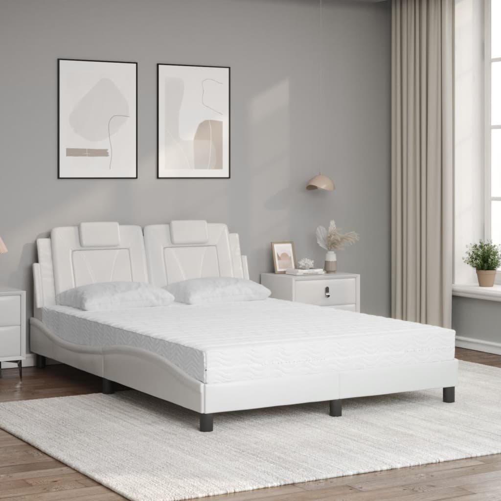 Letto Viana con Materasso Bianco 140x190 cm in Similpelle