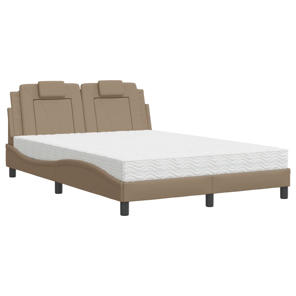Letto Viana con Materasso Cappuccino 140x190cm Similpelle