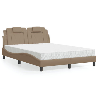 Letto Viana con Materasso Cappuccino 140x190cm Similpelle