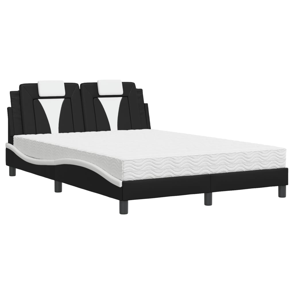 Letto Viana con Materasso Nero e Bianco 140x190 cm in Similpelle