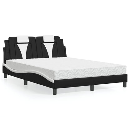Letto Viana con Materasso Nero e Bianco 140x190 cm in Similpelle
