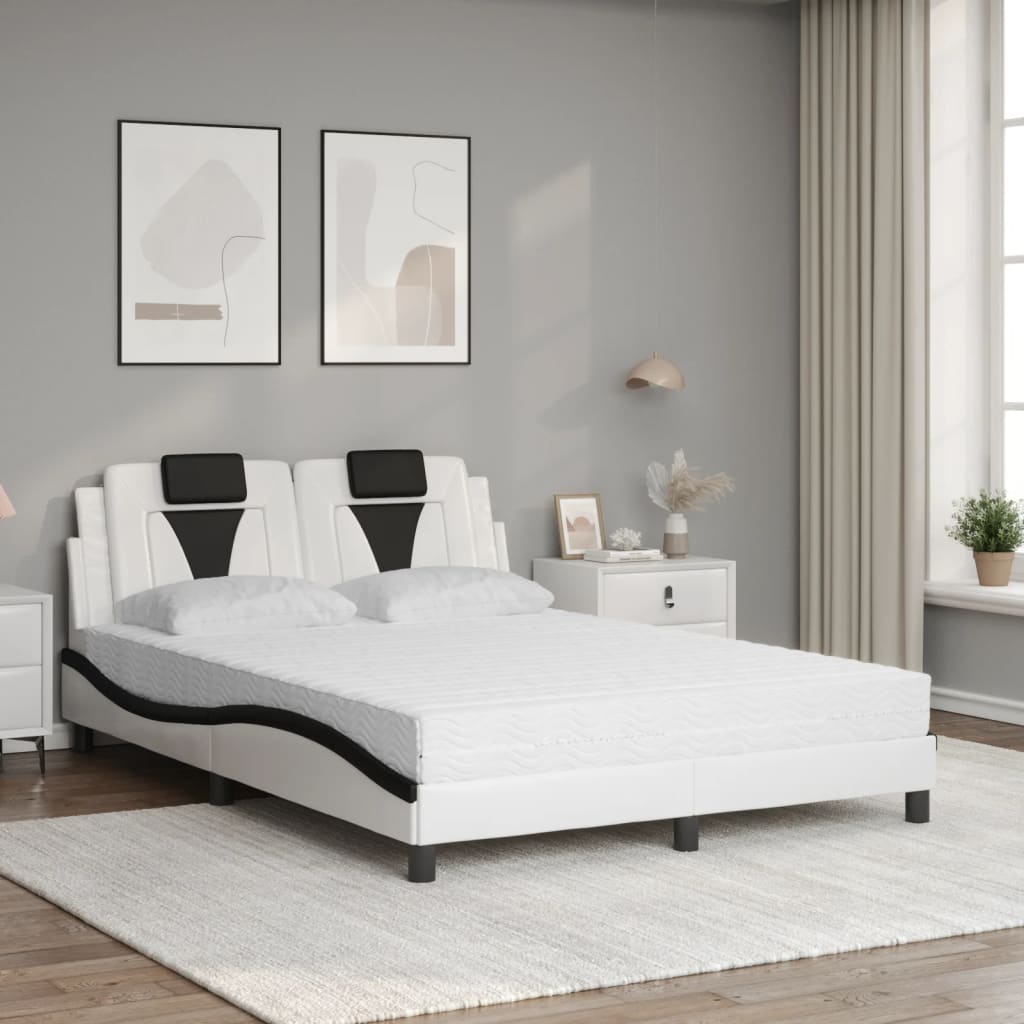 Letto Viana con Materasso Bianco e Nero 140x190 cm in Similpelle