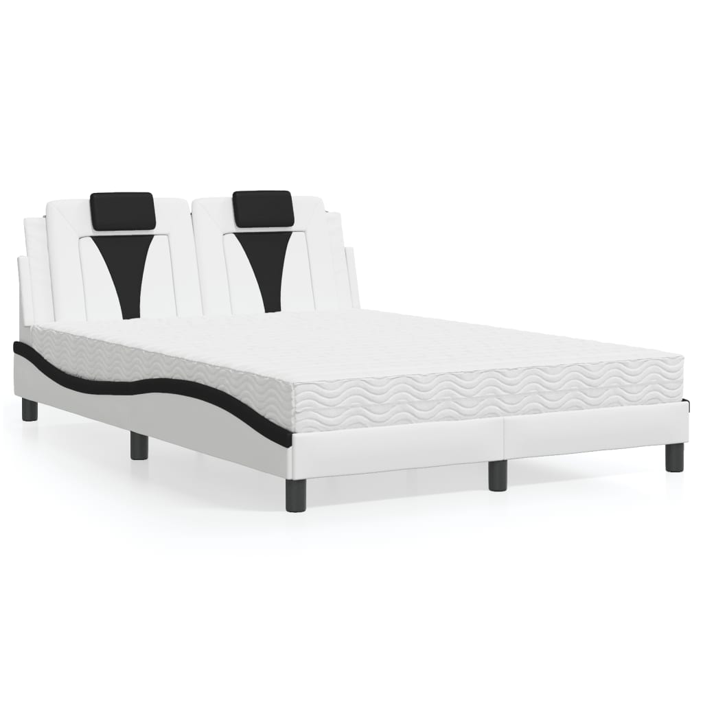 Letto Viana con Materasso Bianco e Nero 140x190 cm in Similpelle