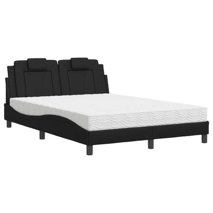Letto con Materasso Nero 140x200 cm in Similpelle