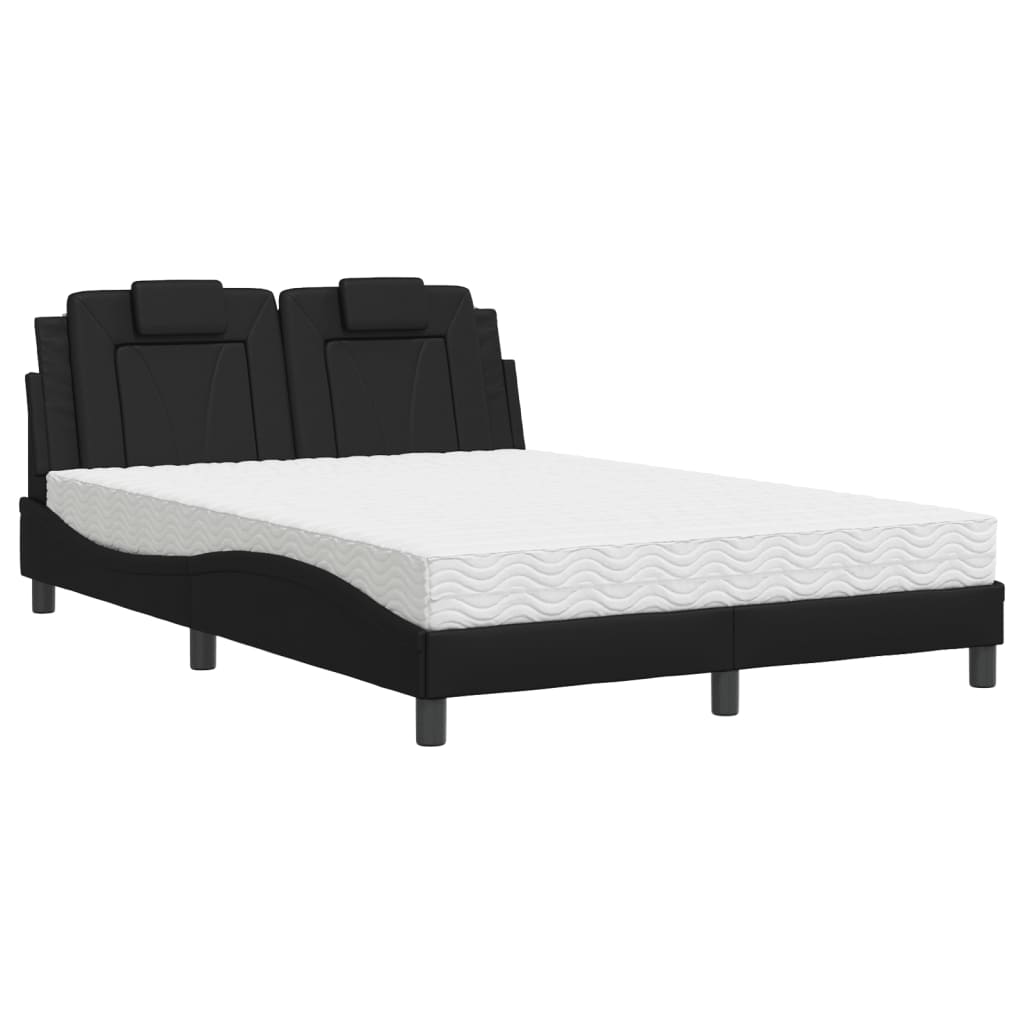 Letto Viana con Materasso Nero 140x200 cm in Similpelle