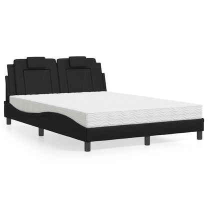 Letto Viana con Materasso Nero 140x200 cm in Similpelle