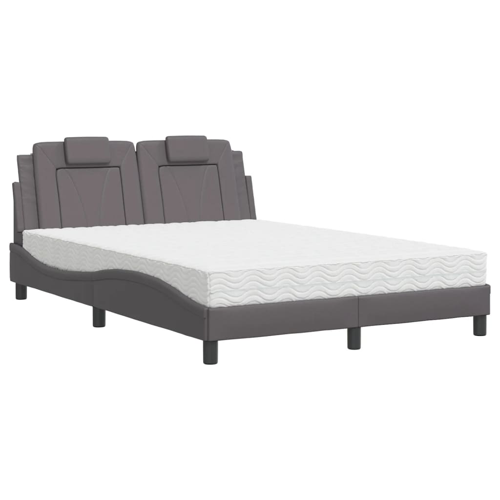 Letto Viana con Materasso Grigio 140x200 cm in Similpelle