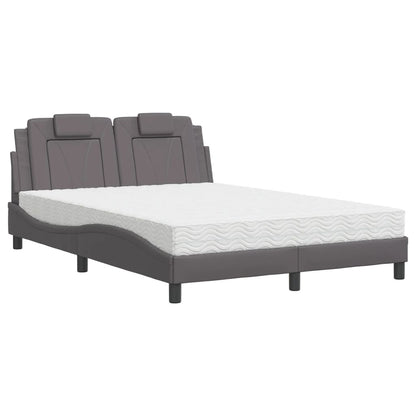 Letto Viana con Materasso Grigio 140x200 cm in Similpelle