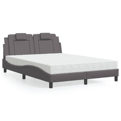 Letto Viana con Materasso Grigio 140x200 cm in Similpelle