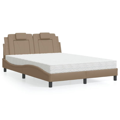 Letto Viana con Materasso Cappuccino 140x200cm Similpelle