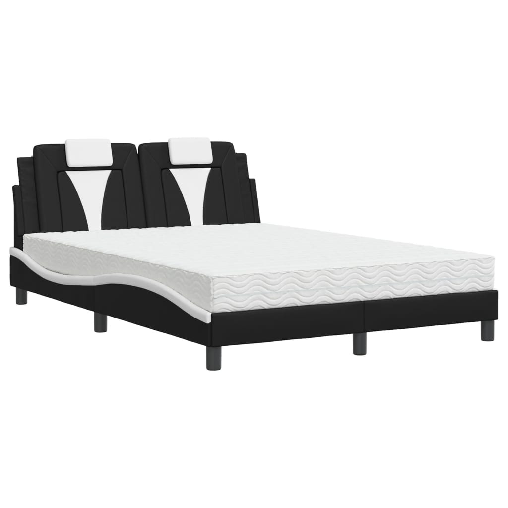 Letto Viana con Materasso Nero e Bianco 140x200 cm in Similpelle