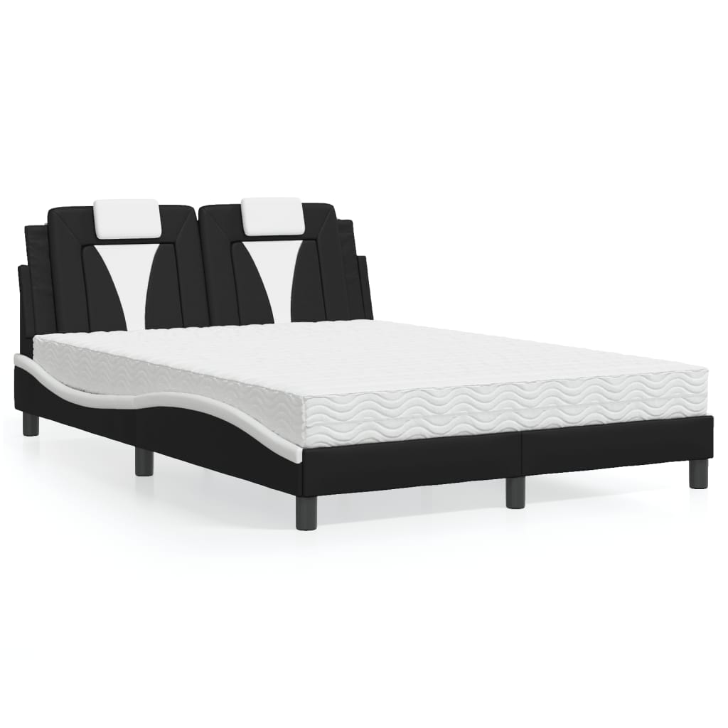 Letto Viana con Materasso Nero e Bianco 140x200 cm in Similpelle