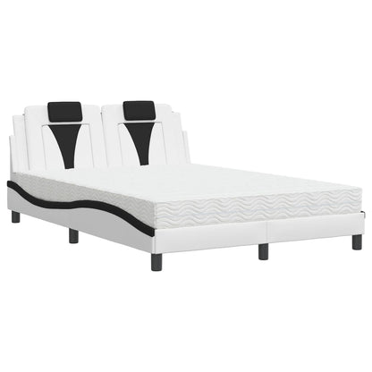 Letto con Materasso Bianco e Nero 140x200 cm in Similpelle