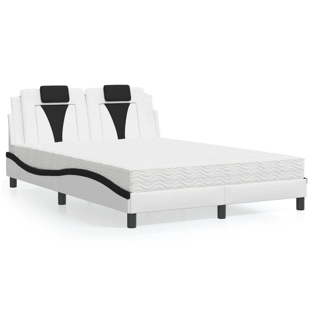 Letto Viana con Materasso Bianco e Nero 140x200 cm in Similpelle