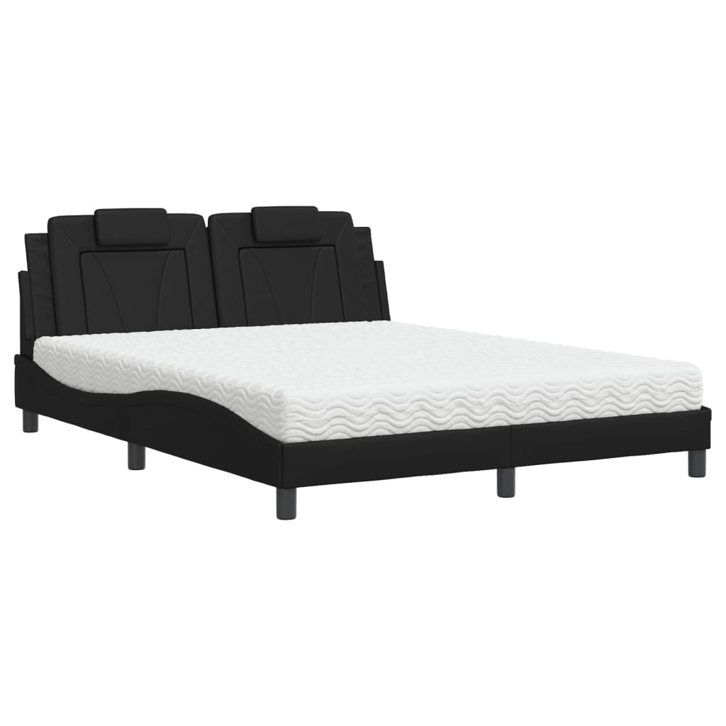 Letto Viana con Materasso Nero 160x200 cm in Similpelle